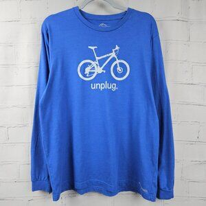 Life Unplugged Long Sleeve T Shirt Blue Mens XL Mountain Bike Outdoors Cotton